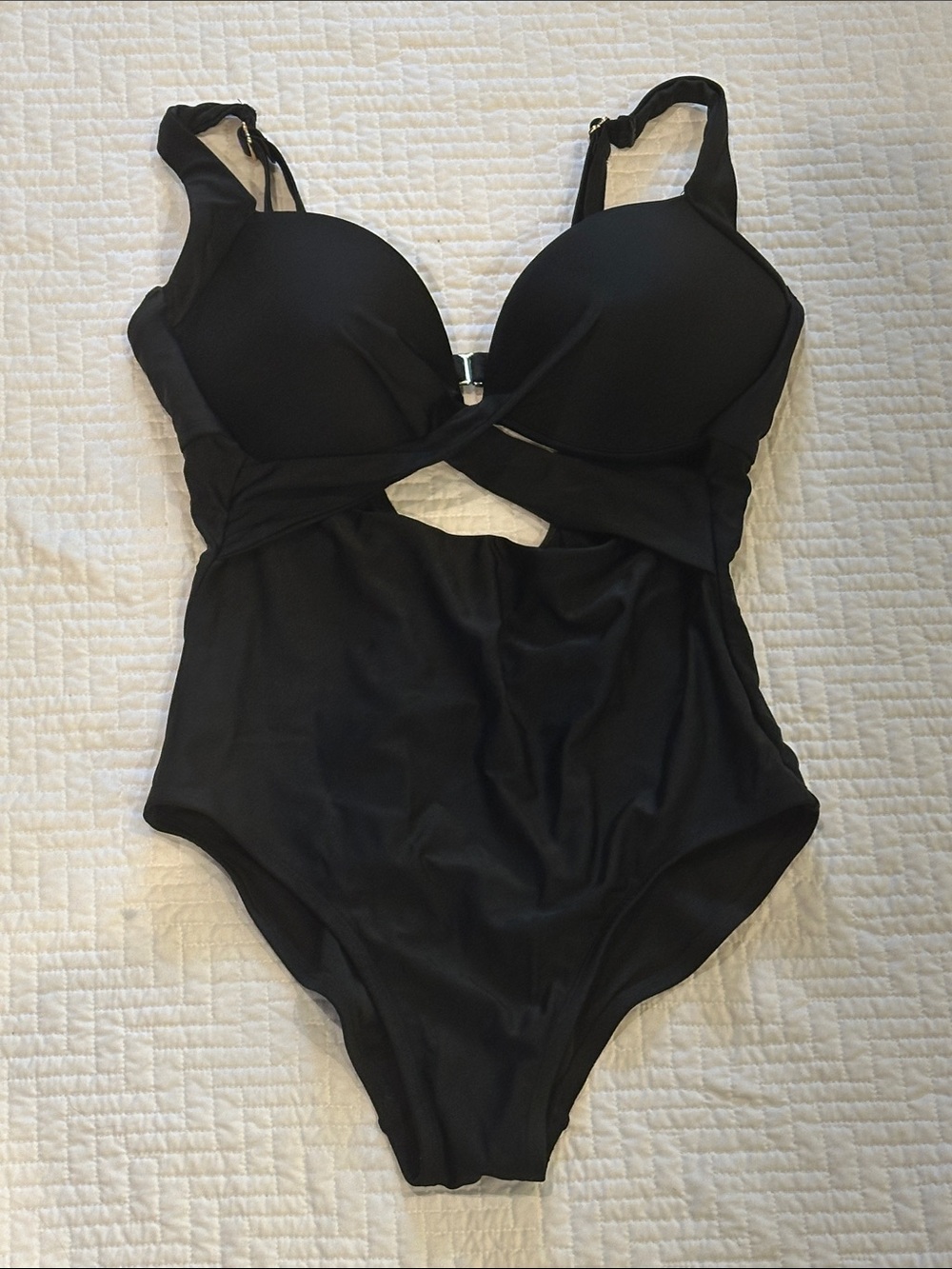 Swimsuits For All Black One-Piece Cutout Size 10